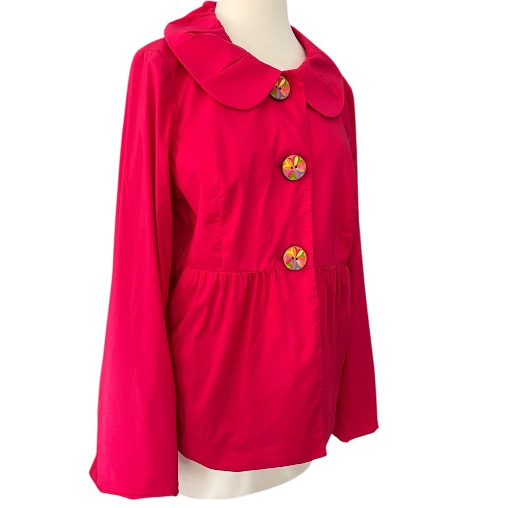 AGB Pink Babydoll Button Up Lightweight Coat Jacket Peter Pan Collar Size 12 - Picture 3 of 8